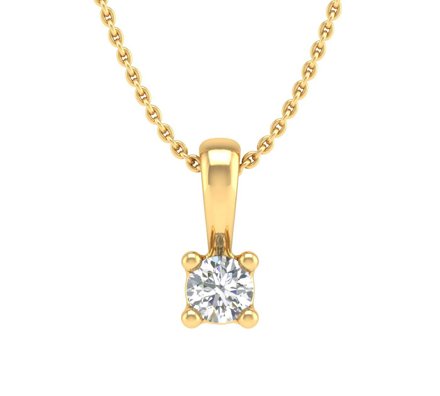 0.05 ctw 4-Prong Set Diamond Solitaire Pendant Necklace in Gold (Silver Chain Included) - IGI Certified