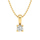 0.05 ctw 4-Prong Set Diamond Solitaire Pendant Necklace in Gold (Silver Chain Included) - IGI Certified