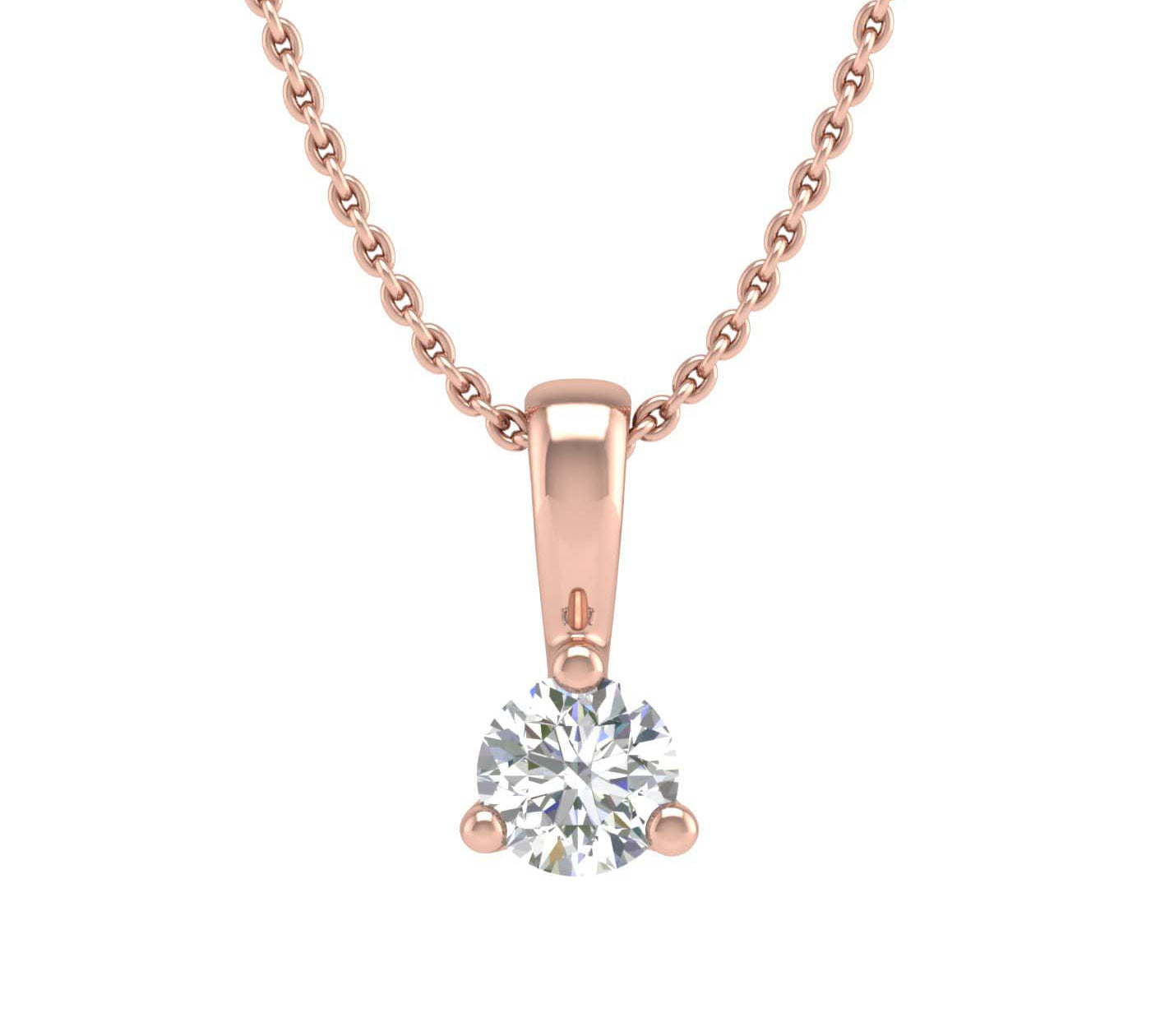 0.05 ctw 3-Prong Set Diamond Solitaire Pendant Necklace in Gold (Silver Chain Included) - IGI Certified