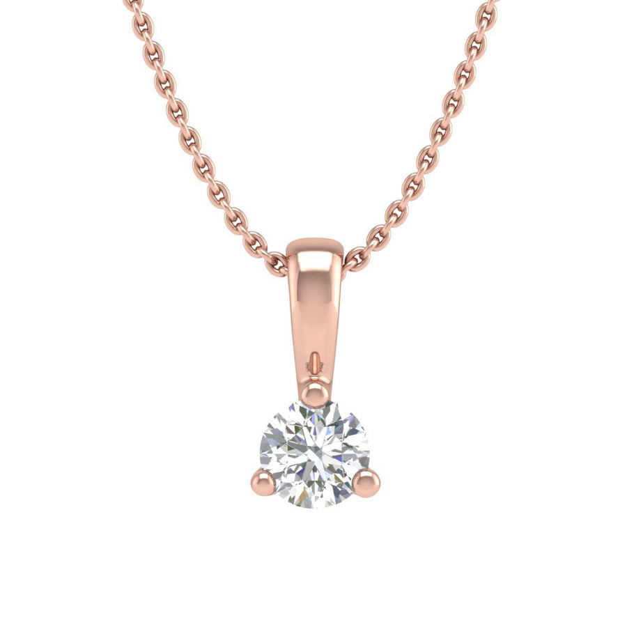 0.05 ctw 3-Prong Set Diamond Solitaire Pendant Necklace in Gold (Silver Chain Included) - IGI Certified