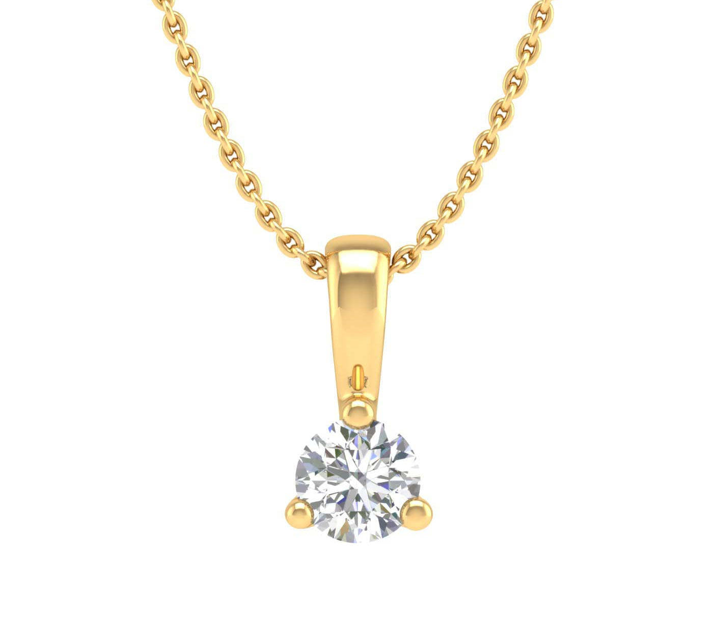 0.05 ctw 3-Prong Set Diamond Solitaire Pendant Necklace in Gold (Silver Chain Included) - IGI Certified