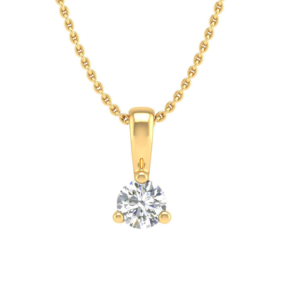 0.05 ctw 3-Prong Set Diamond Solitaire Pendant Necklace in Gold (Silver Chain Included) - IGI Certified
