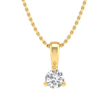 0.05 ctw 3-Prong Set Diamond Solitaire Pendant Necklace in Gold (Silver Chain Included)