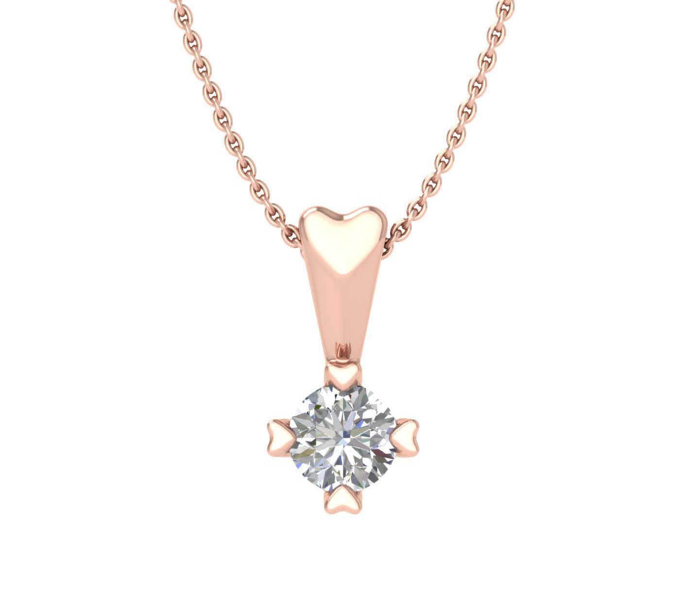 0.08 Carat Diamond Solitaire Pendant Necklace in Gold (Silver Chain Included)
