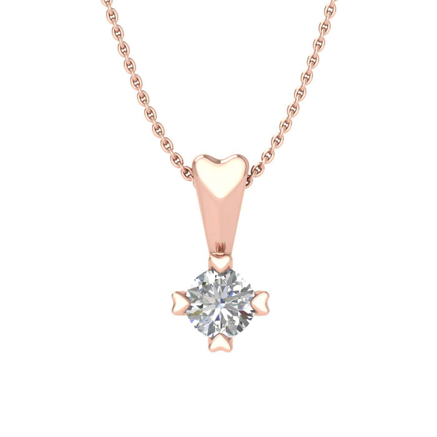 0.08 Carat Diamond Solitaire Pendant Necklace in Gold (Silver Chain Included)