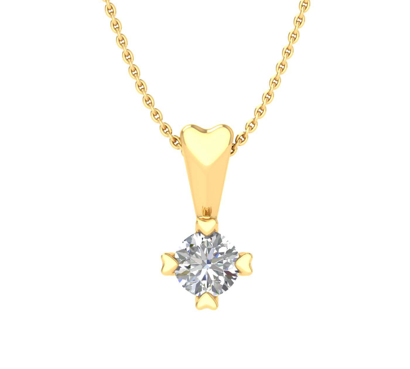 0.08 Carat Diamond Solitaire Pendant Necklace in Gold (Silver Chain Included) - IGI Certified