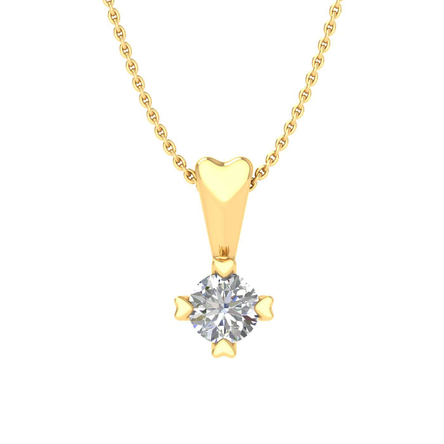 0.08 Carat Diamond Solitaire Pendant Necklace in Gold (Silver Chain Included) - IGI Certified