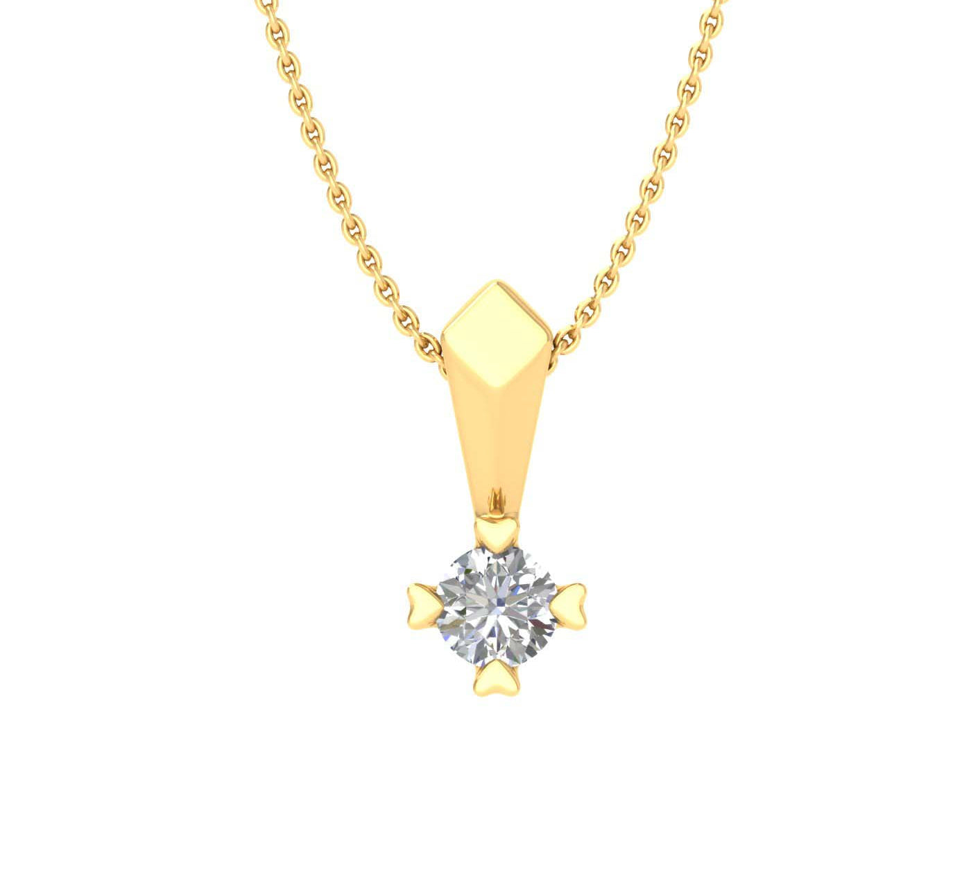 0.05 Carat Diamond Solitaire Pendant Necklace in Gold (Silver Chain Included) - IGI Certified