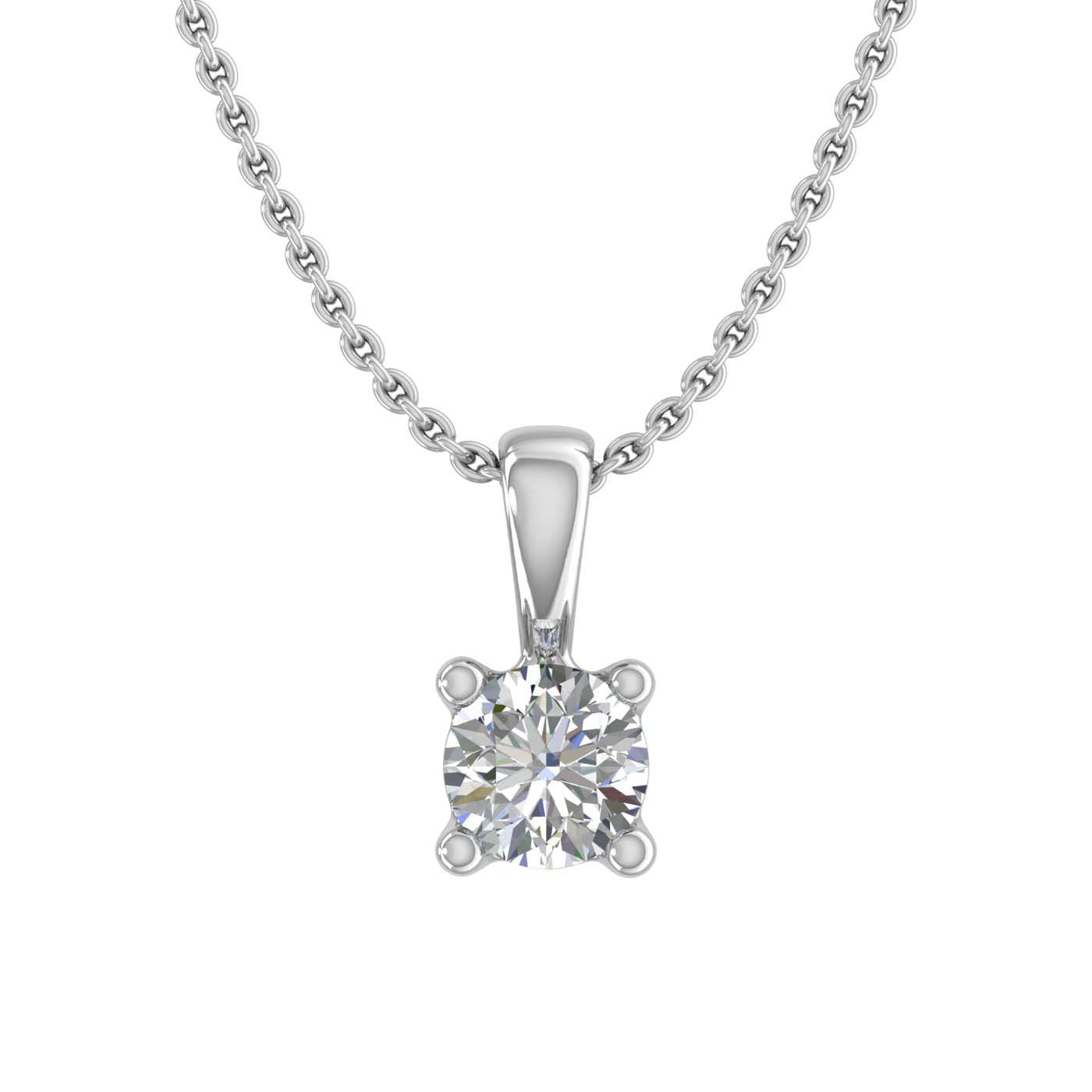 0.15 ctw 4-Prong Solitaire Diamond Pendant Necklace in White Gold (Included Silver Chain) - IGI Certified