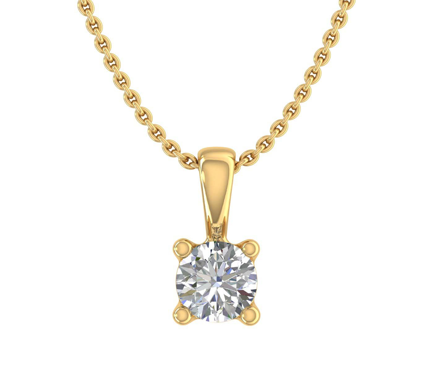 0.15 ctw 4-Prong Solitaire Diamond Pendant Necklace in Gold (Included Silver Chain) - IGI Certified