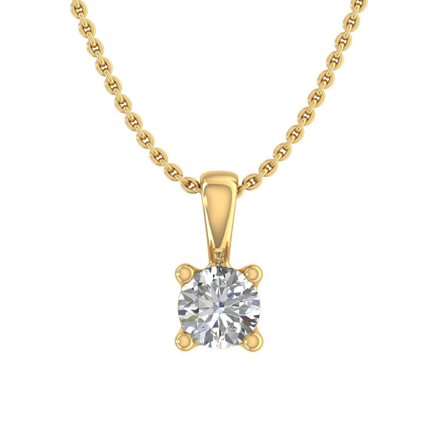 0.15 ctw 4-Prong Solitaire Diamond Pendant Necklace in Gold (Included Silver Chain) - IGI Certified