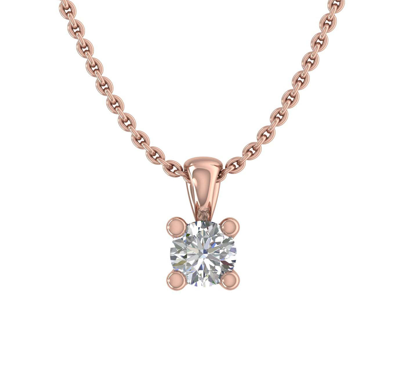 0.07 ctw 4-Prong Tiny Solitaire Diamond Pendant Necklace in Gold (Included Silver Chain) - IGI Certified