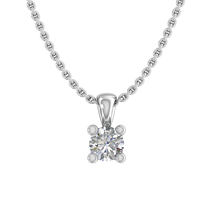 0.07 ctw 4-Prong Tiny Solitaire Diamond Pendant Necklace in Gold (Included Silver Chain) - IGI Certified