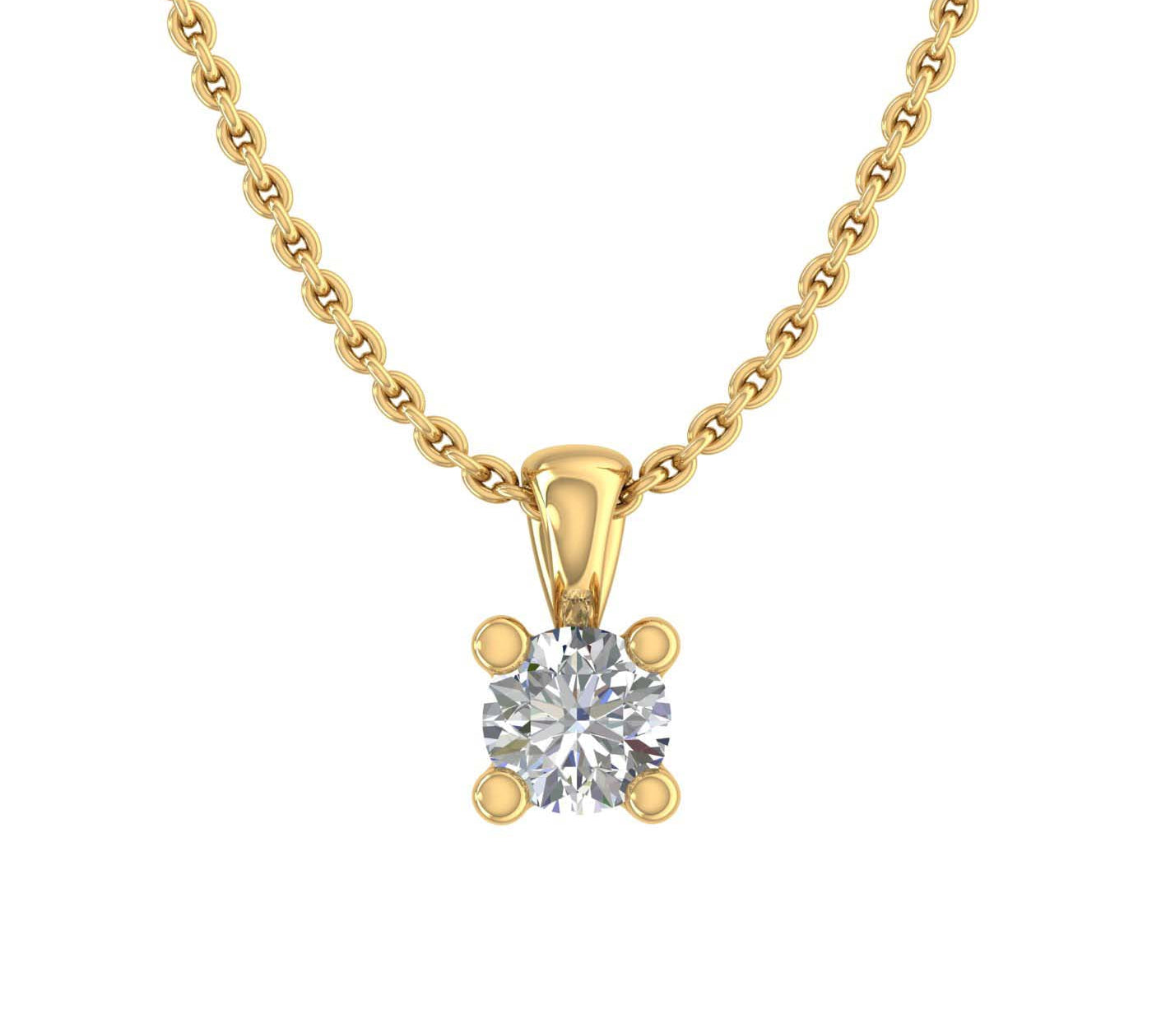 0.07 ctw 4-Prong Tiny Solitaire Diamond Pendant Necklace in Gold (Included Silver Chain) - IGI Certified