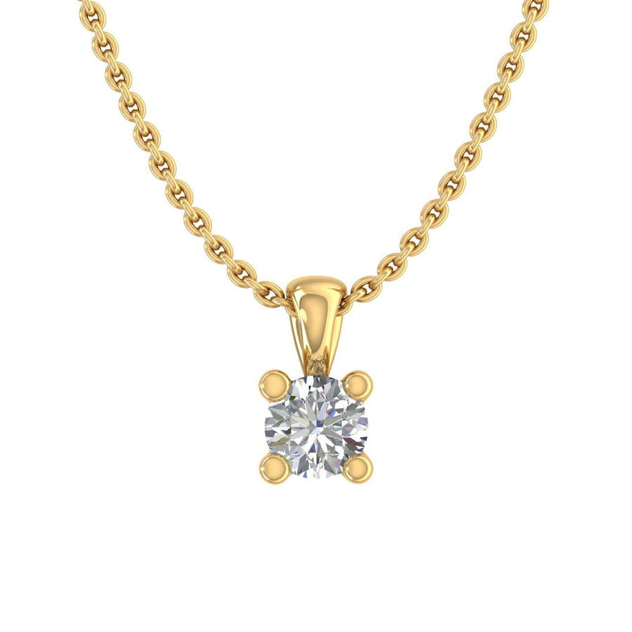 0.07 ctw 4-Prong Tiny Solitaire Diamond Pendant Necklace in Gold (Included Silver Chain) - IGI Certified