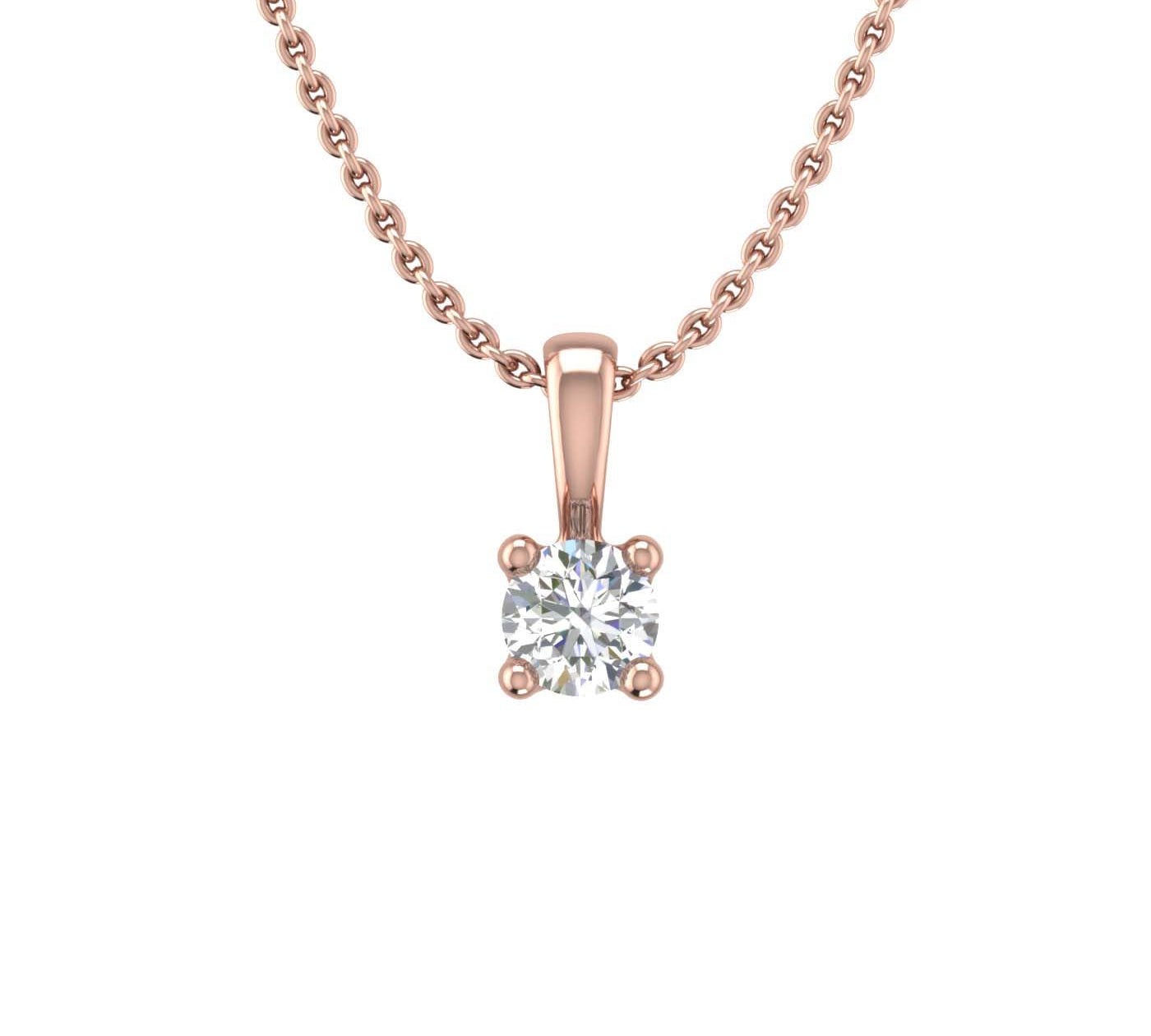 0.07 Carat 4-Prong Set Diamond Solitaire Pendant in Gold (Silver Chain Included) - IGI Certified