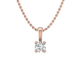 0.07 Carat 4-Prong Set Diamond Solitaire Pendant in Gold (Silver Chain Included) - IGI Certified