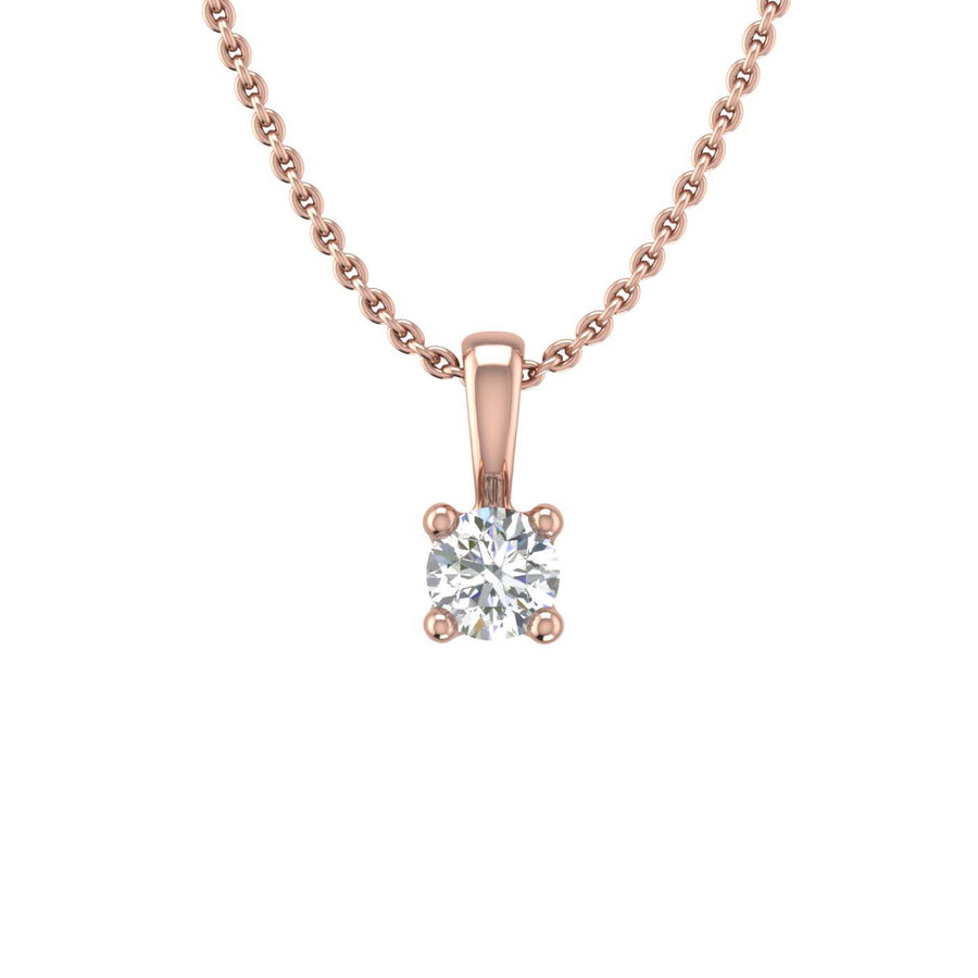 0.07 Carat 4-Prong Set Diamond Solitaire Pendant in Gold (Silver Chain Included)