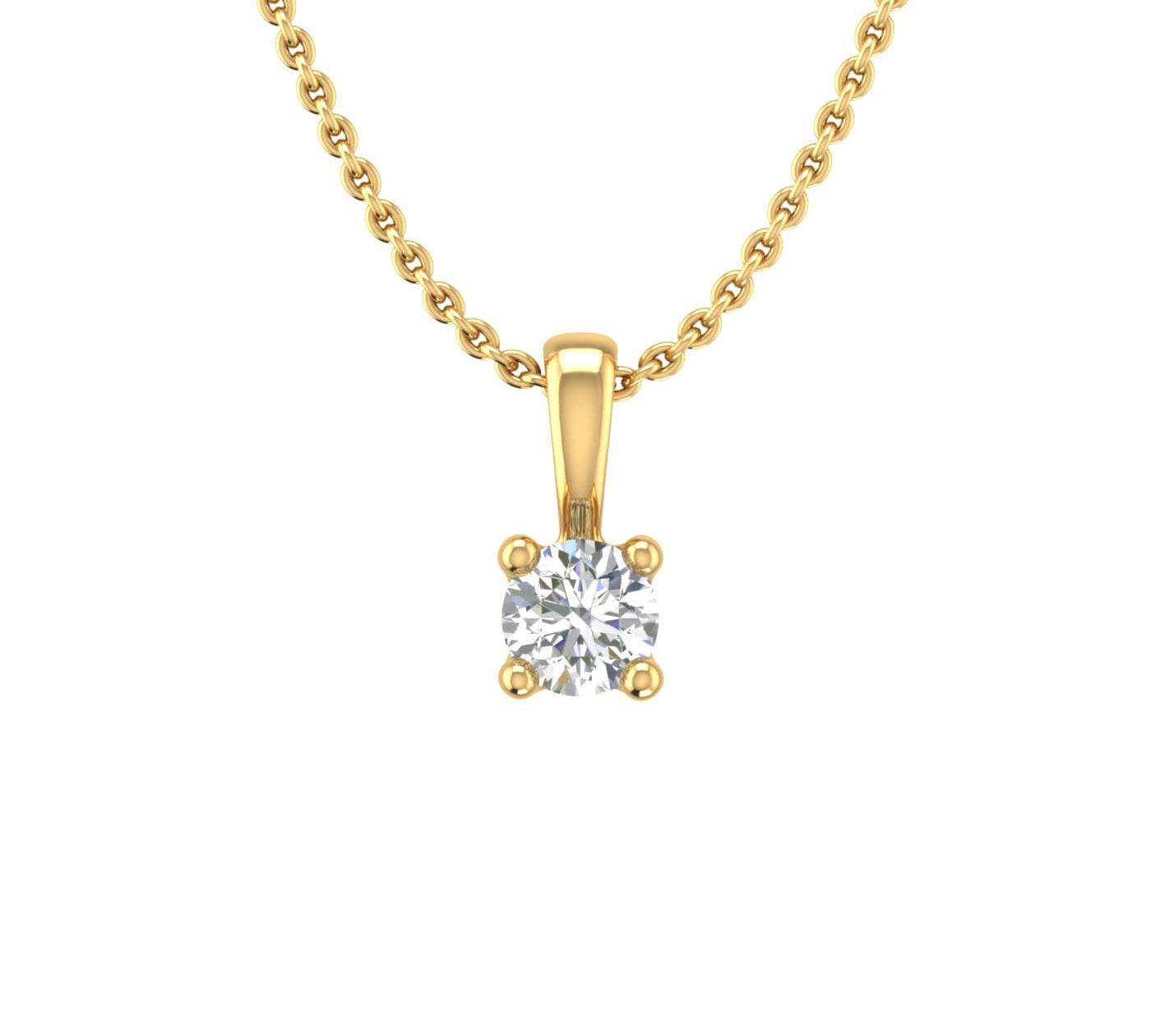 0.07 Carat 4-Prong Set Diamond Solitaire Pendant in Gold (Silver Chain Included) - IGI Certified