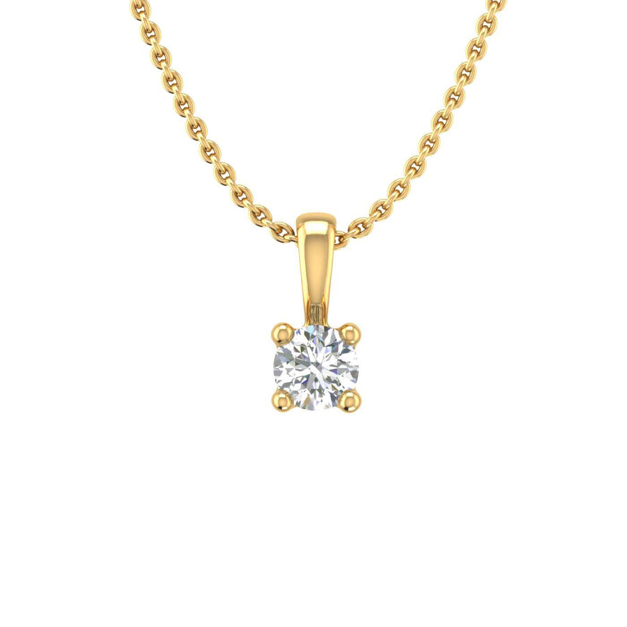 0.07 Carat 4-Prong Set Diamond Solitaire Pendant in Gold (Silver Chain Included) - IGI Certified