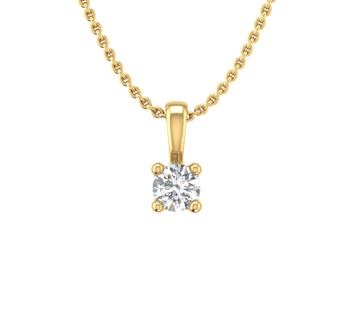 0.07 Carat 4-Prong Set Diamond Solitaire Pendant in Gold (Silver Chain Included)