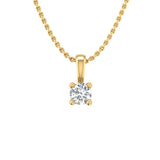 0.07 Carat 4-Prong Set Diamond Solitaire Pendant in Gold (Silver Chain Included)