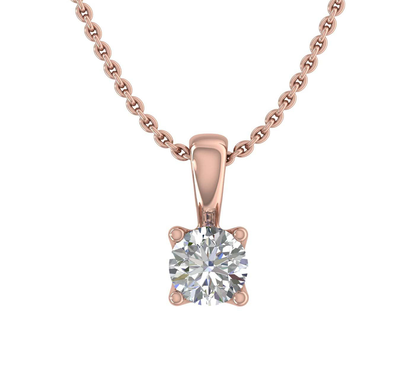 1/10 ctw 4-Prong Small Solitaire Diamond Pendant Necklace in Gold (Included Silver Chain) - IGI Certified