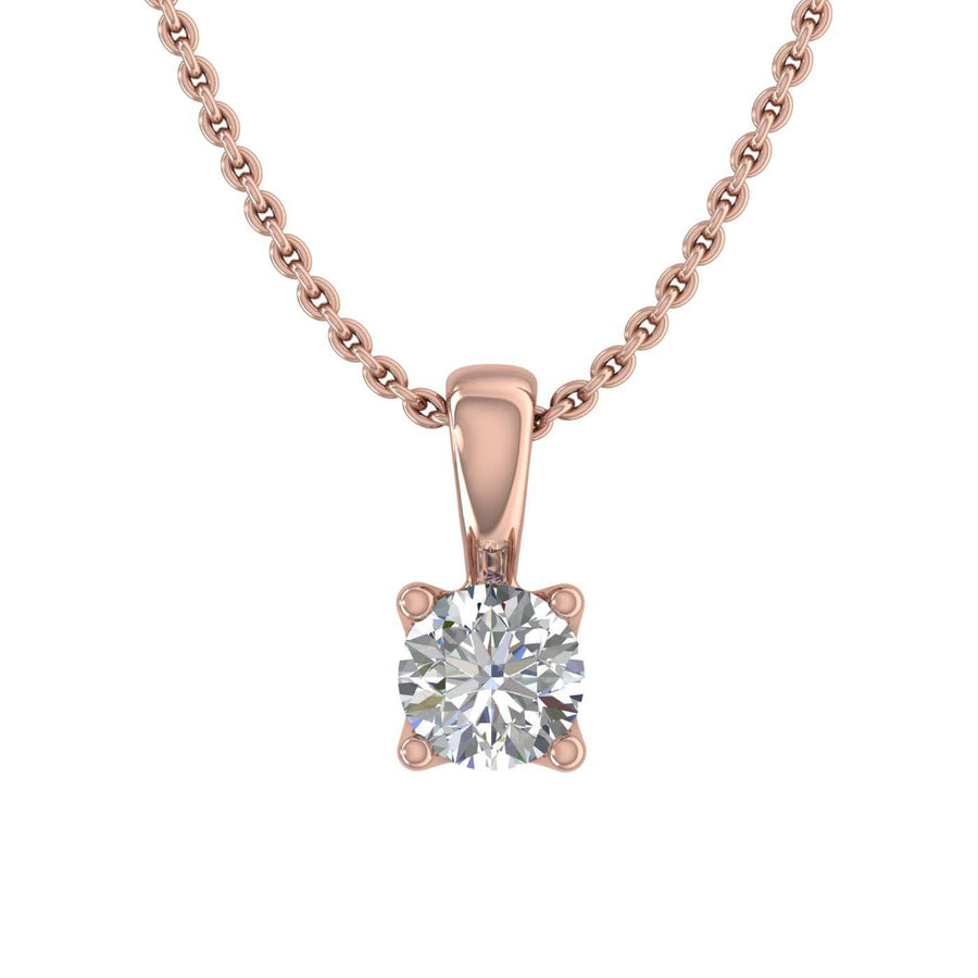 1/10 ctw 4-Prong Small Solitaire Diamond Pendant Necklace in Gold (Included Silver Chain) - IGI Certified