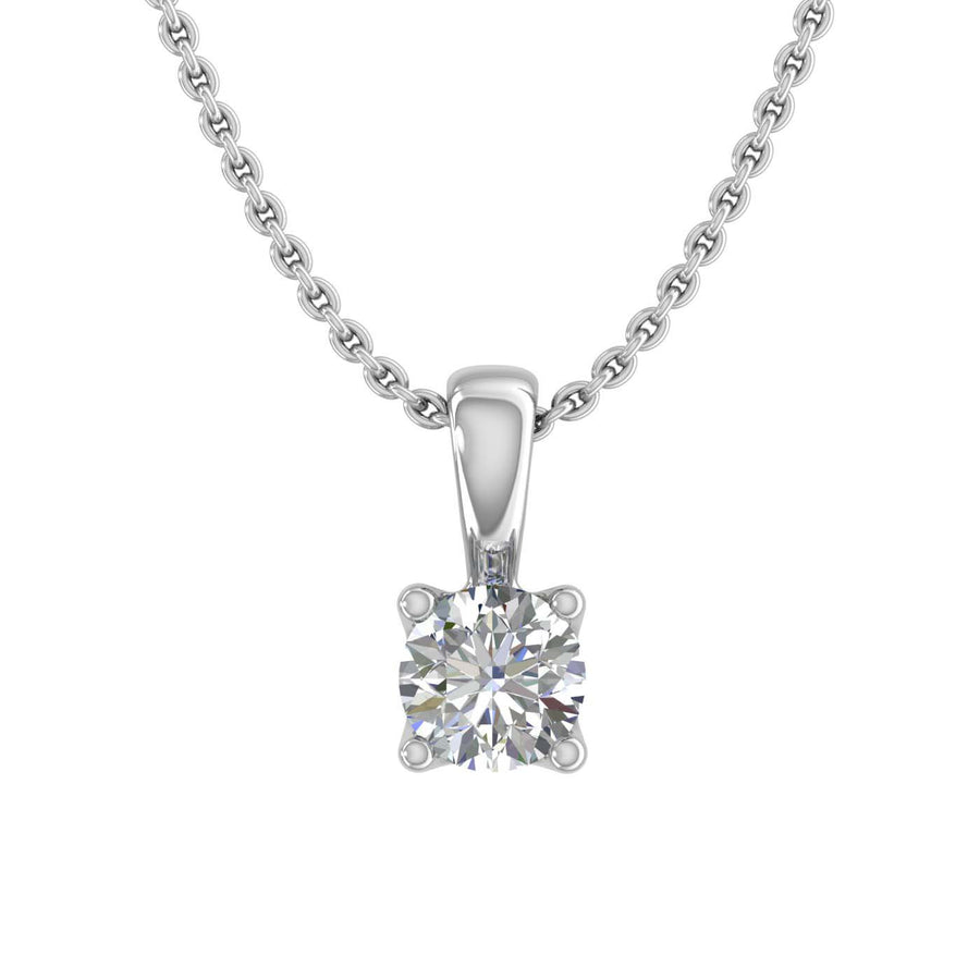 1/10 ctw 4-Prong Small Solitaire Diamond Pendant Necklace in Gold (Included Silver Chain) - IGI Certified
