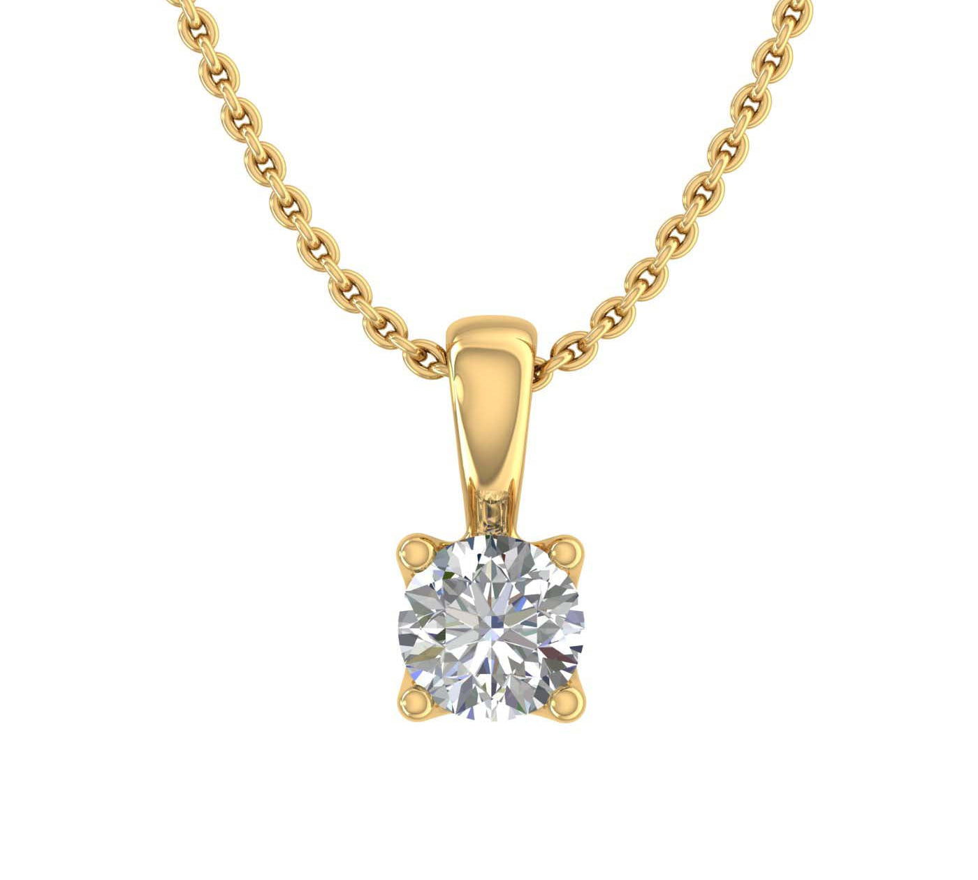 1/10 ctw 4-Prong Small Solitaire Diamond Pendant Necklace in Gold (Included Silver Chain) - IGI Certified