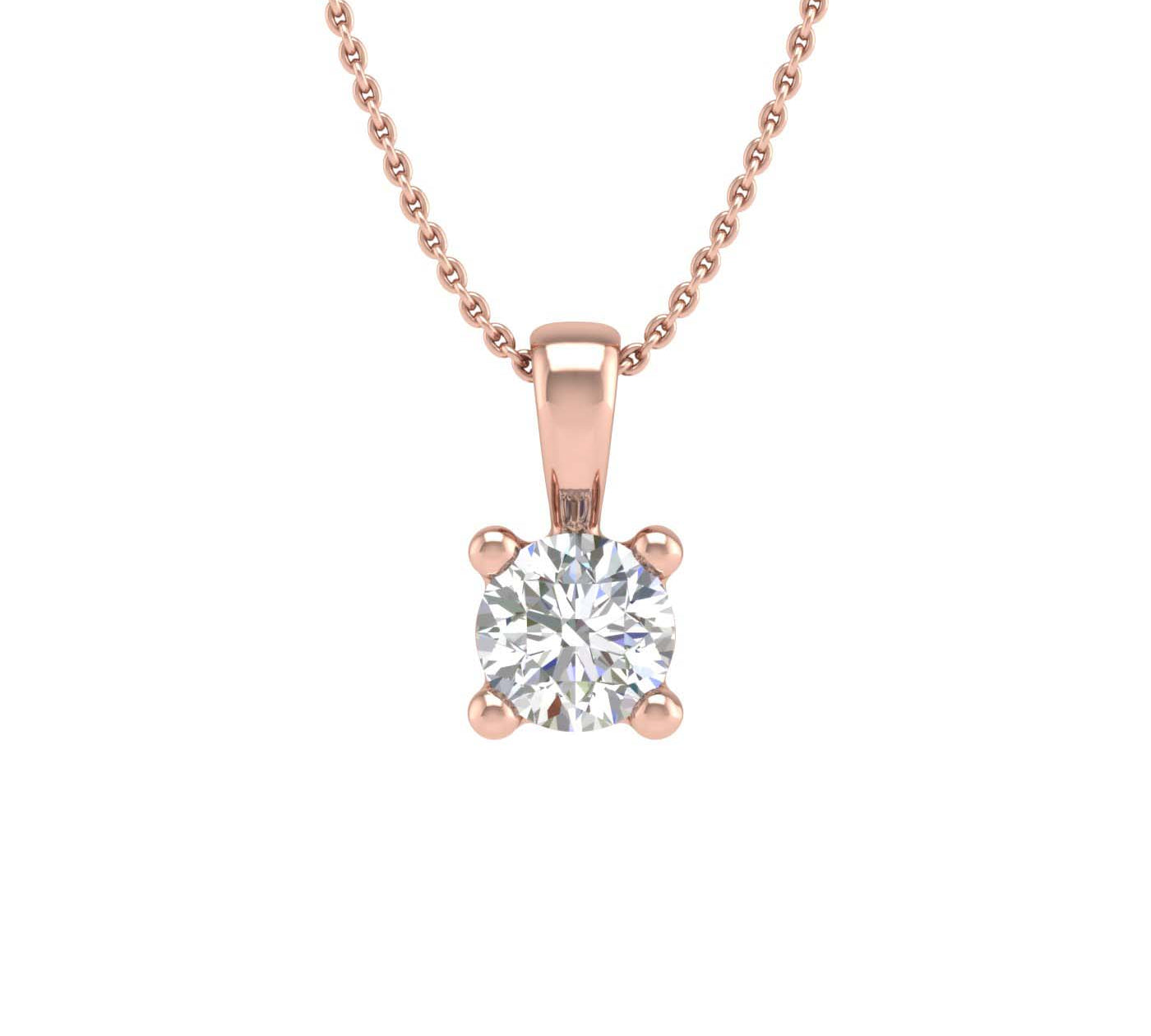 0.15 Carat 4-Prong Set Diamond Solitaire Pendant in Gold (Silver Chain Included)