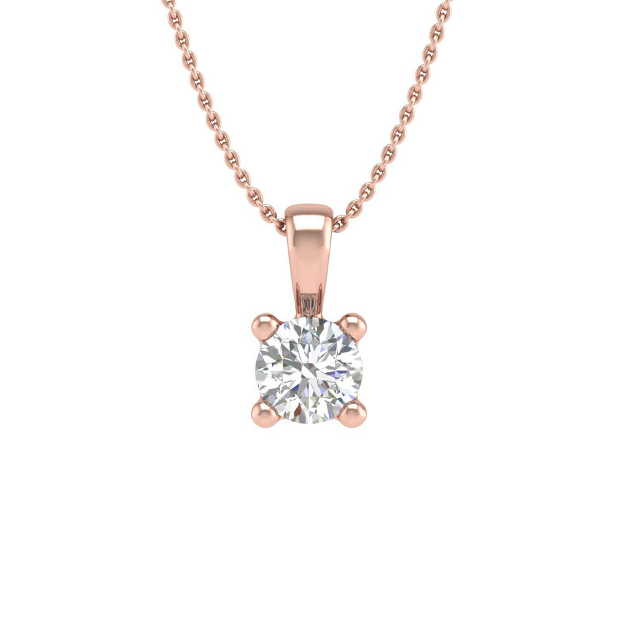 0.15 Carat 4-Prong Set Diamond Solitaire Pendant in Gold (Silver Chain Included)