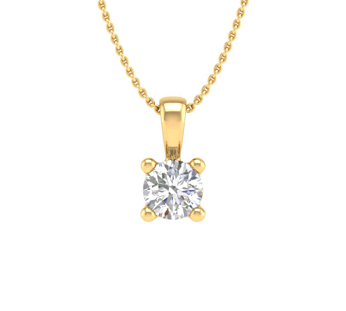 0.15 Carat 4-Prong Set Diamond Solitaire Pendant in Gold (Silver Chain Included) - IGI Certified