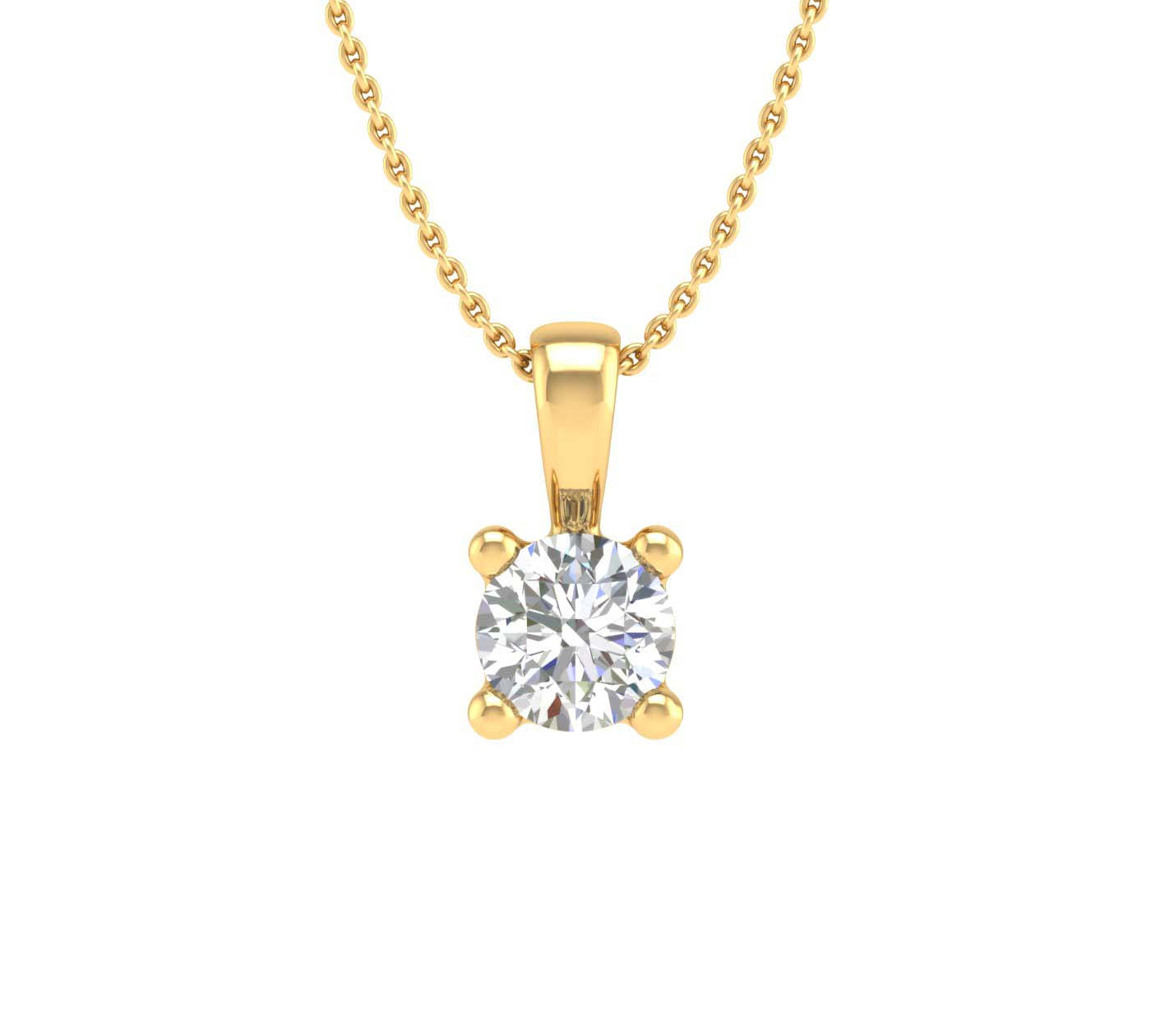 0.15 Carat 4-Prong Set Diamond Solitaire Pendant in Gold (Silver Chain Included)