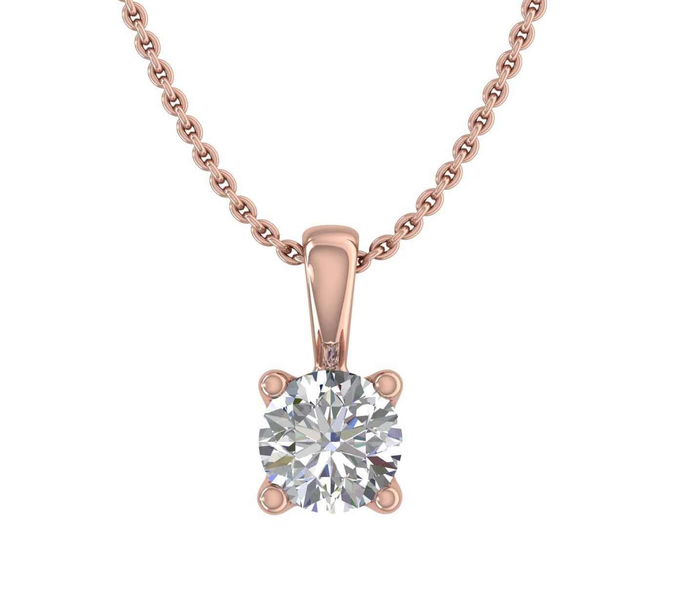 0.18 Carat 4-Prong Set Diamond Solitaire Pendant in Gold (Silver Chain Included) - IGI Certified
