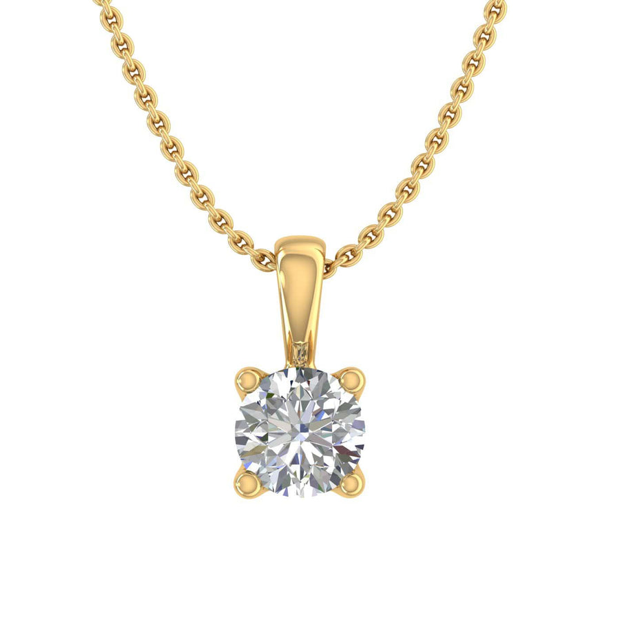 0.18 Carat 4-Prong Set Diamond Solitaire Pendant in Gold (Silver Chain Included) - IGI Certified