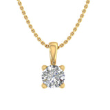 0.18 Carat 4-Prong Set Diamond Solitaire Pendant in Gold (Silver Chain Included)