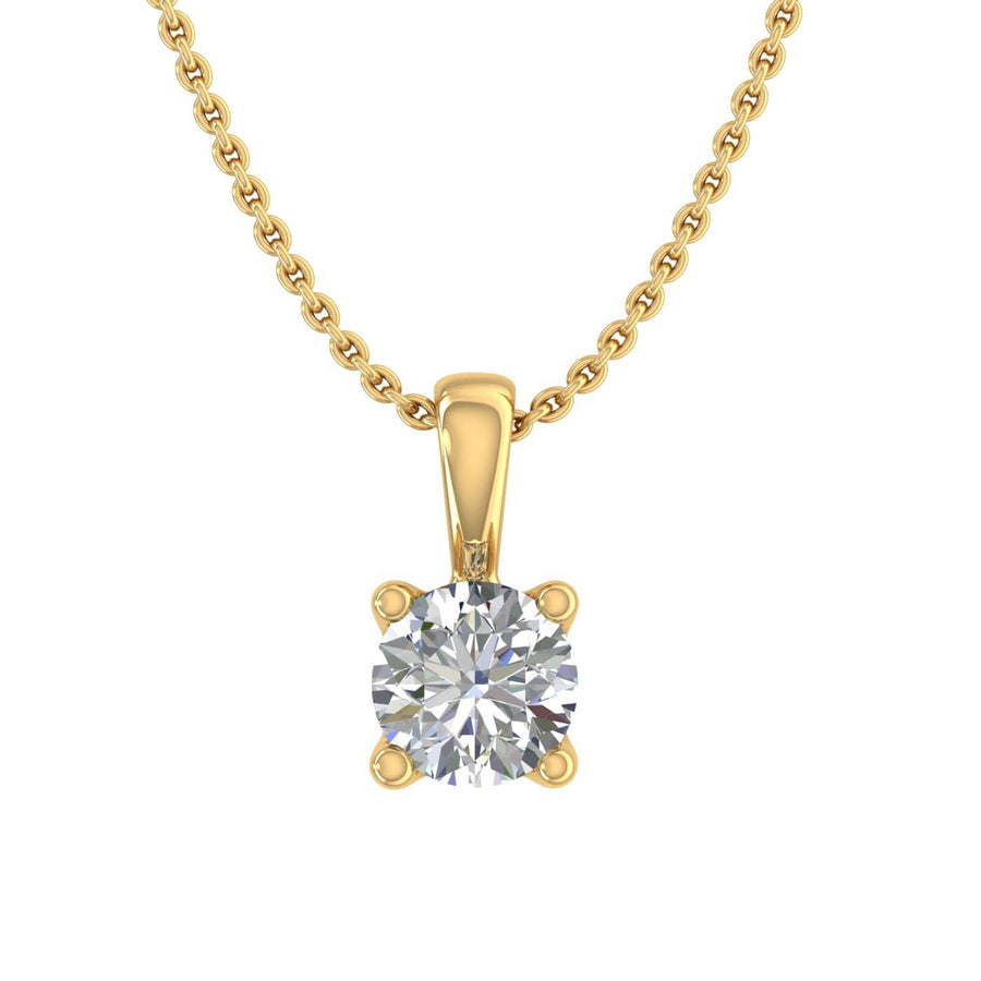 0.18 Carat 4-Prong Set Diamond Solitaire Pendant in Gold (Silver Chain Included)