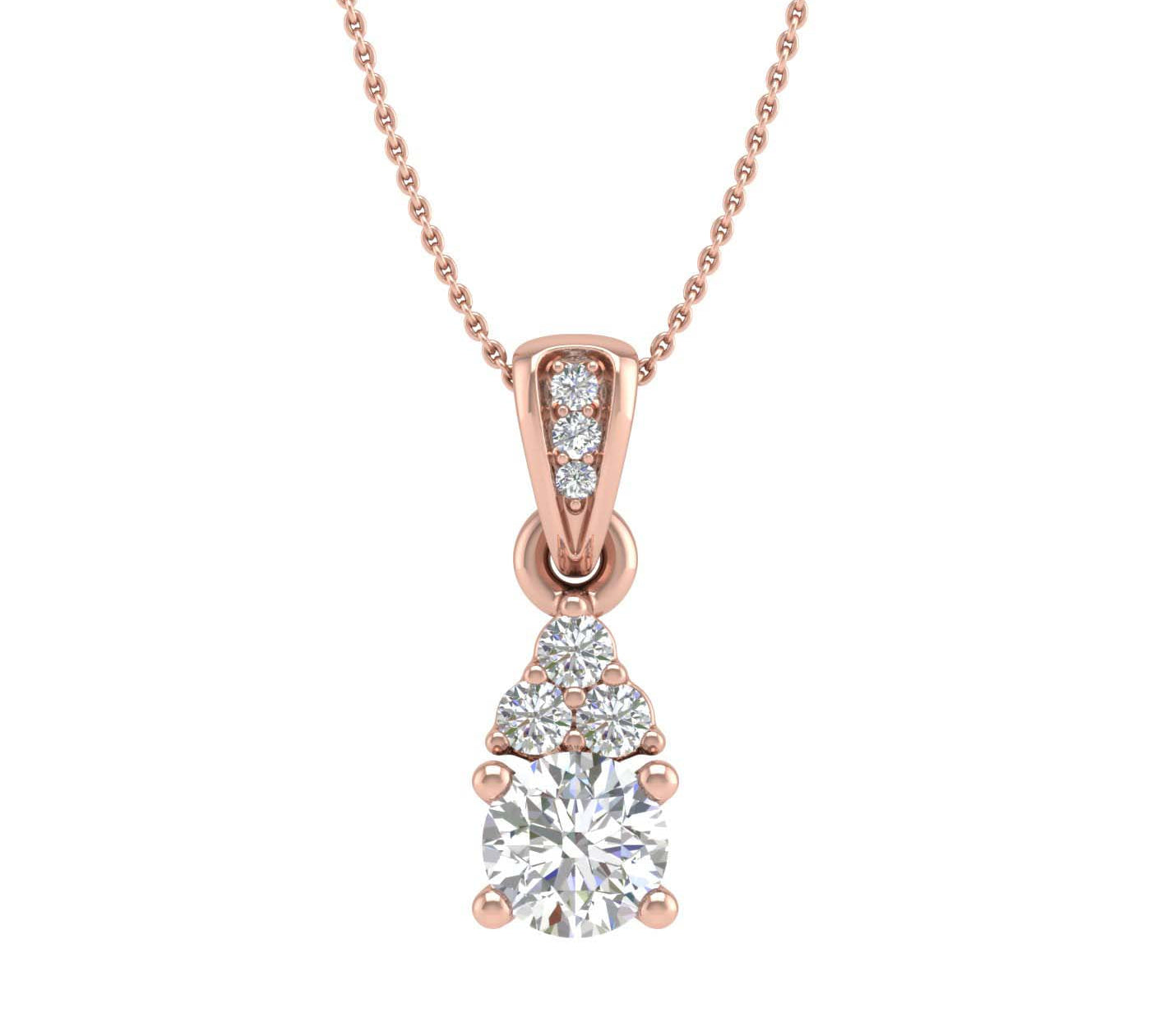 1/3 Carat Diamond Solitaire Pendant in Gold (Silver Chain Included) - IGI Certified