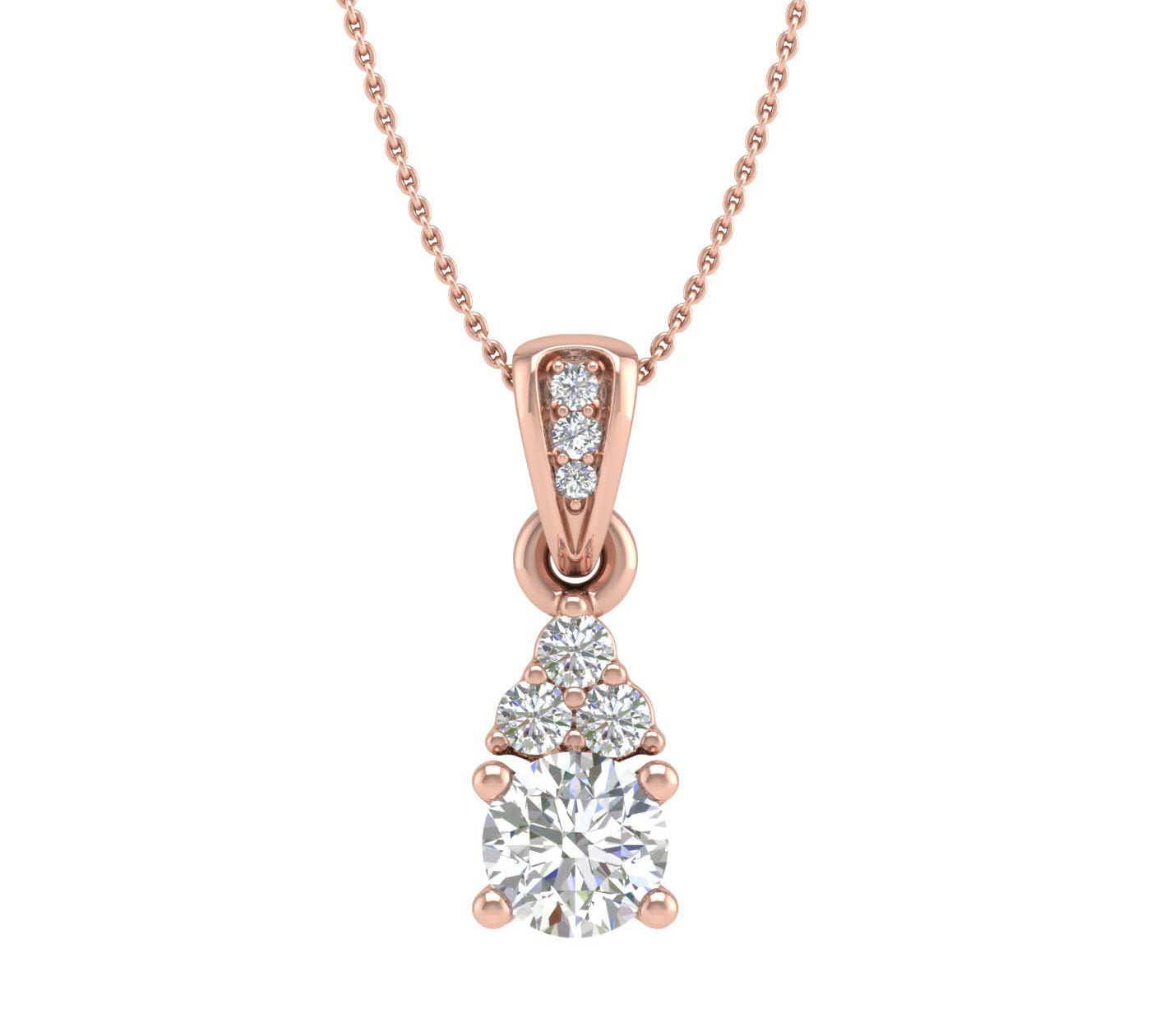 1/3 Carat Diamond Solitaire Pendant in Gold (Silver Chain Included)