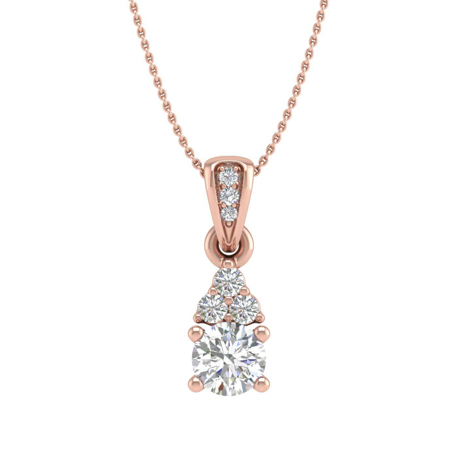 1/3 Carat Diamond Solitaire Pendant in Gold (Silver Chain Included)