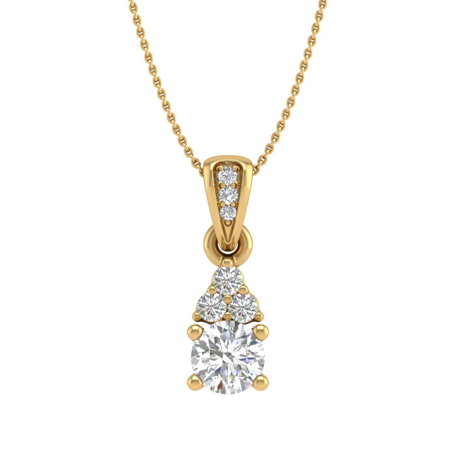 1/3 Carat Diamond Solitaire Pendant in Gold (Silver Chain Included) - IGI Certified