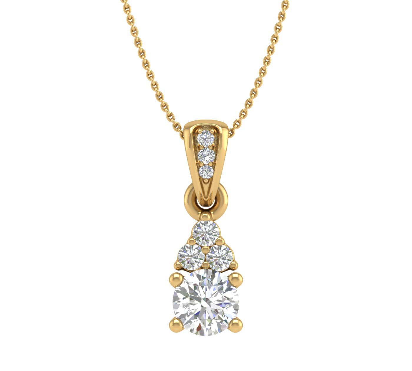 1/3 Carat Diamond Solitaire Pendant in Gold (Silver Chain Included)