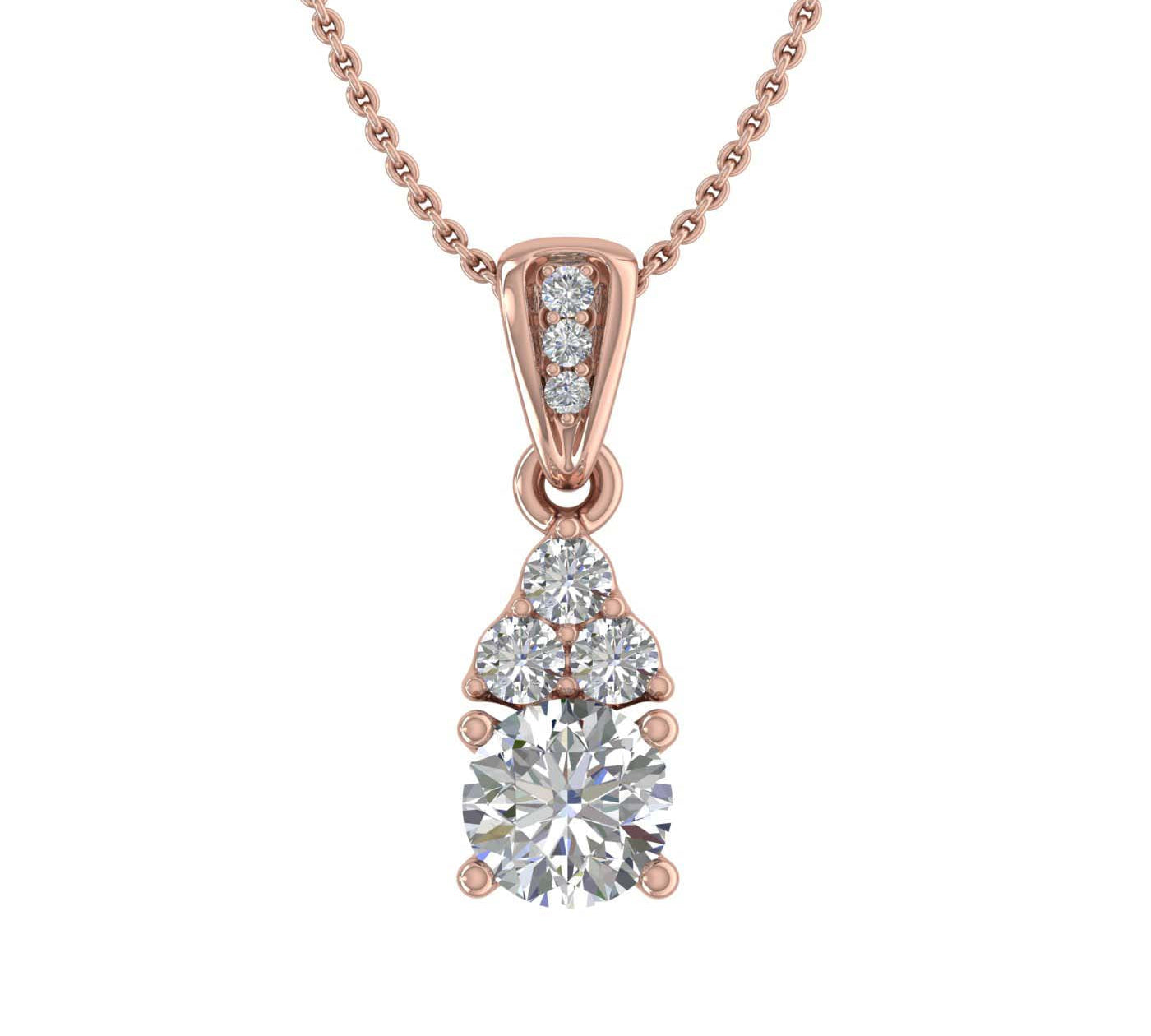 1/2 Carat Diamond Solitaire Pendant in Gold (Silver Chain Included) - IGI Certified