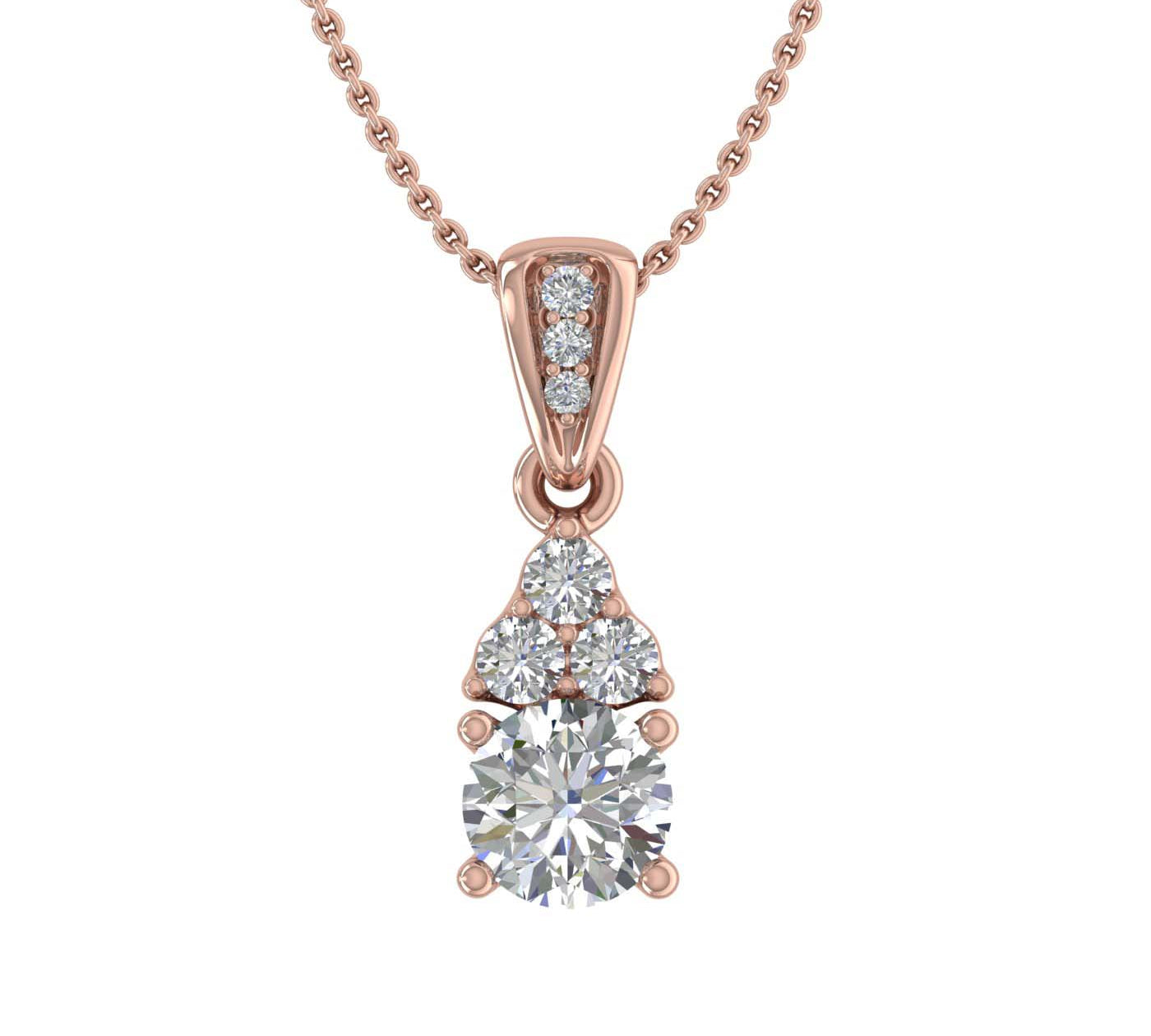 1/2 Carat Diamond Solitaire Pendant in Gold (Silver Chain Included)