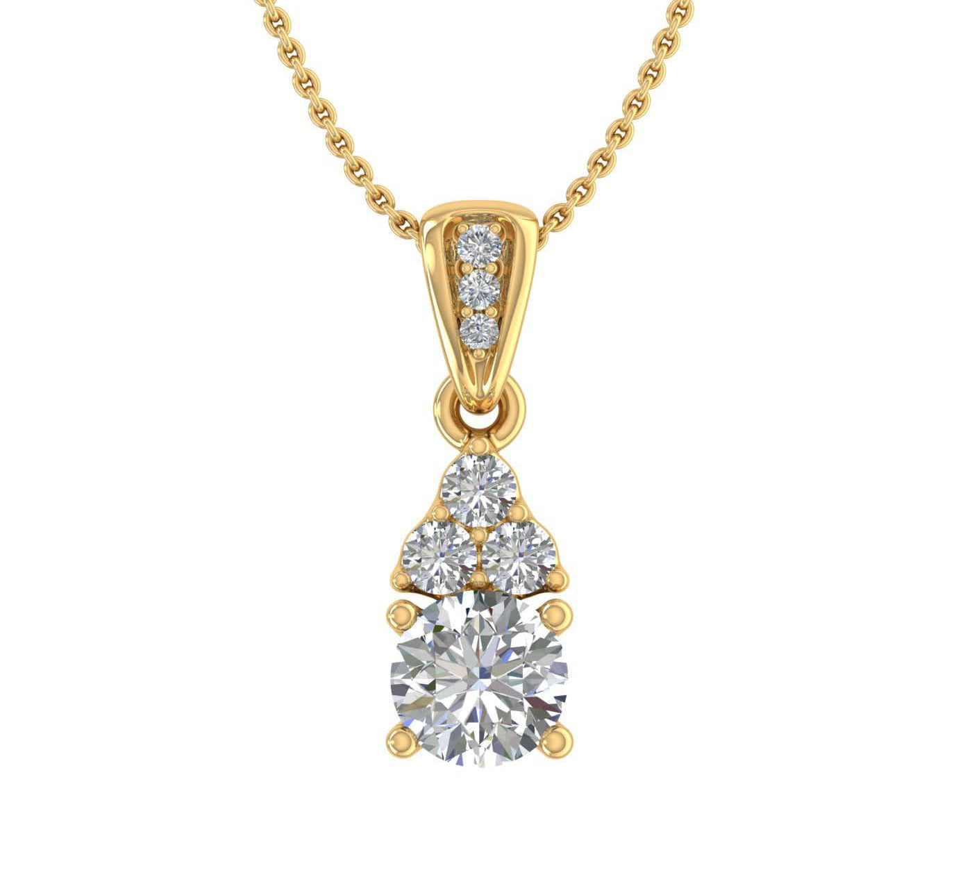 1/2 Carat Diamond Solitaire Pendant in Gold (Silver Chain Included) - IGI Certified