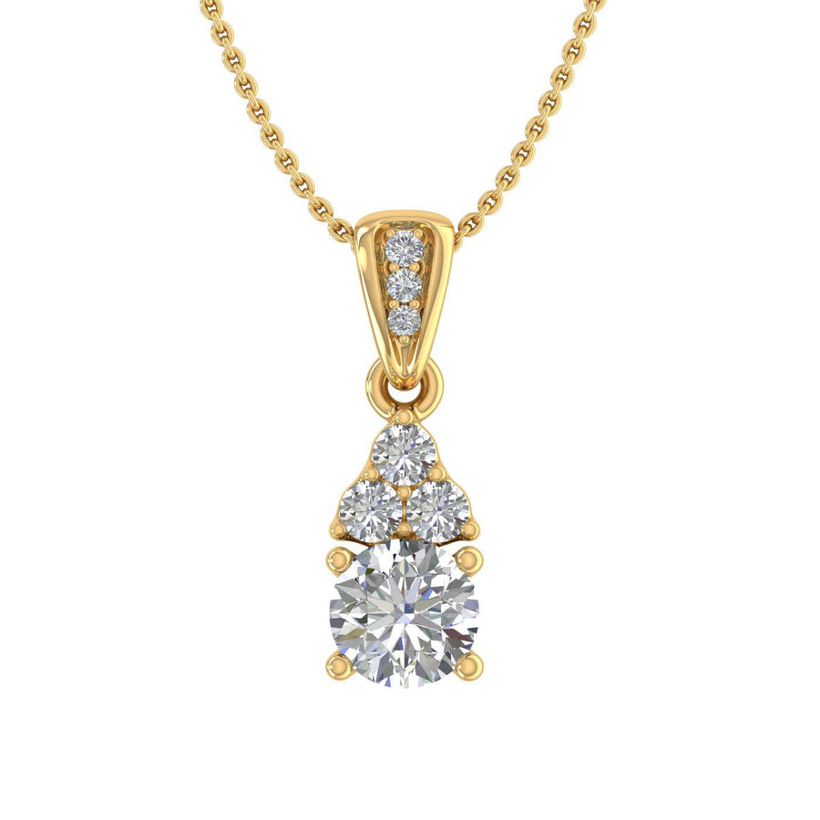 1/2 Carat Diamond Solitaire Pendant in Gold (Silver Chain Included) - IGI Certified