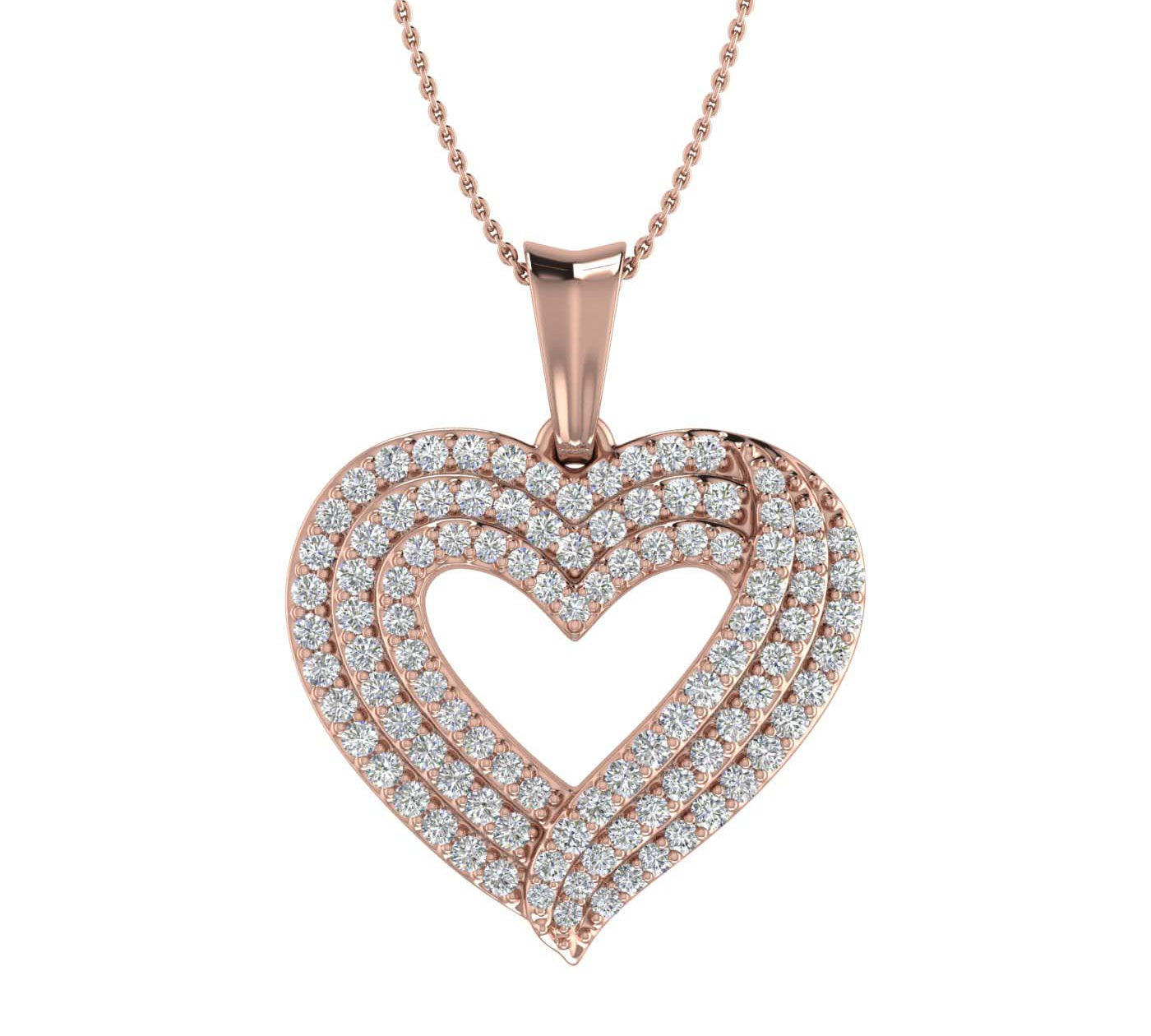 1/2 Carat (ctw) Gold Diamond Women's Heart Pendant (Included Silver Chain)