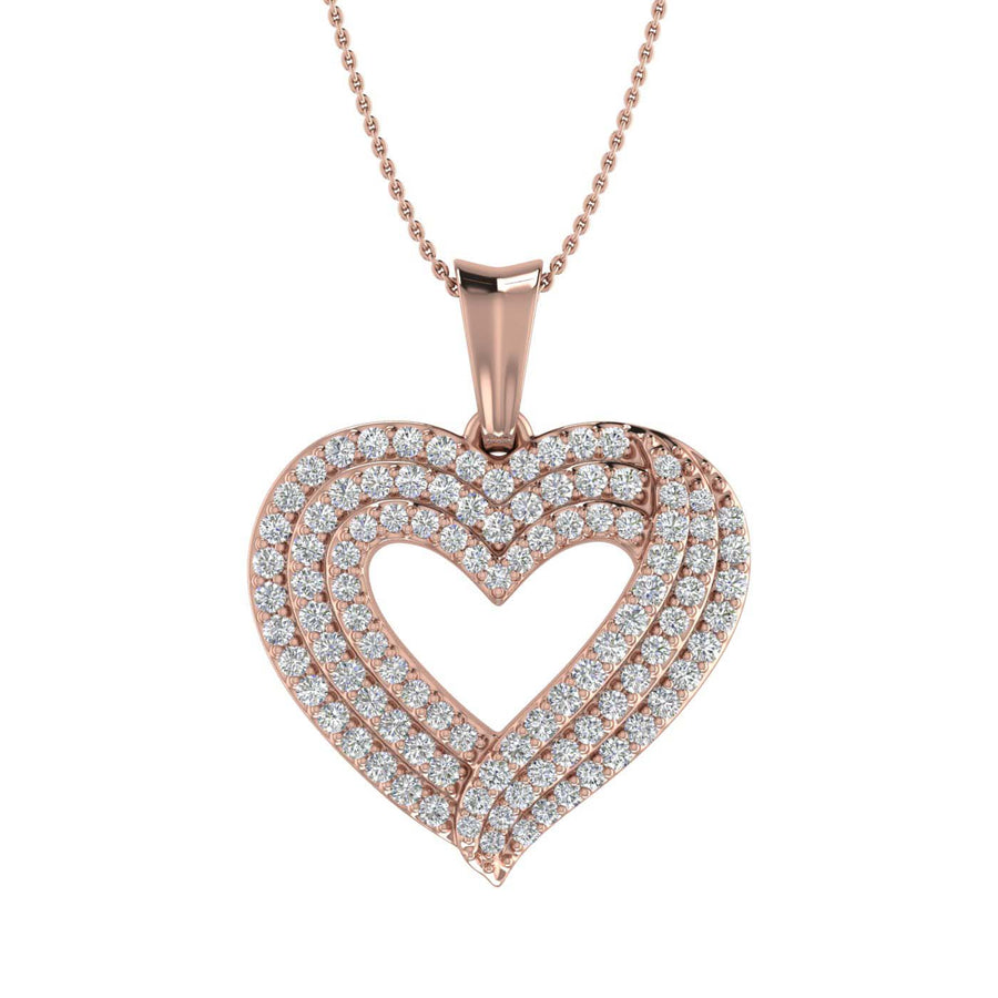 1/2 Carat (ctw) Gold Diamond Women's Heart Pendant (Included Silver Chain)
