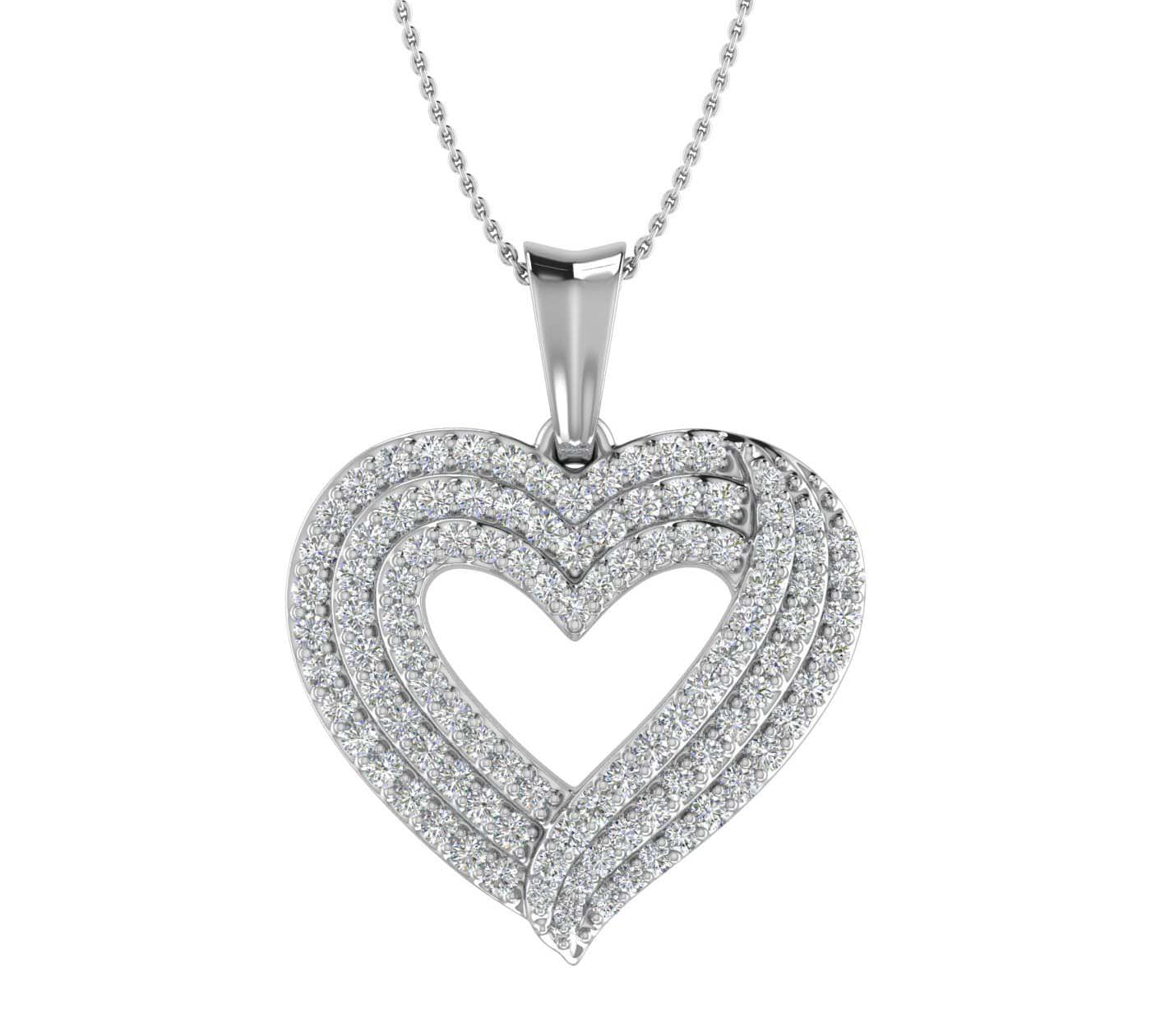 1/2 Carat (ctw) Gold Diamond Women's Heart Pendant (Included Silver Chain)